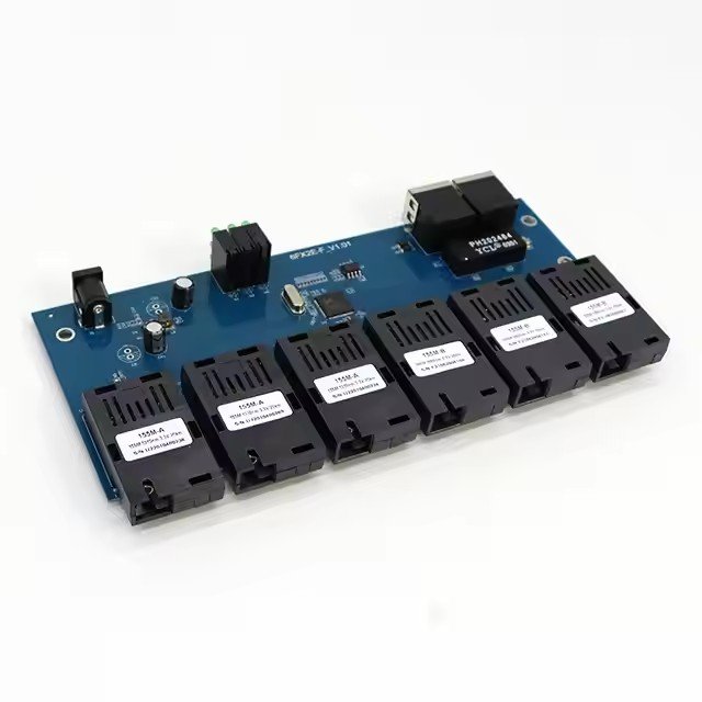 ODM Reverse POE 6F2E 10/100M Ethernet Switch Converter 25km Fiber Media Converter PCBA Fiber Switch