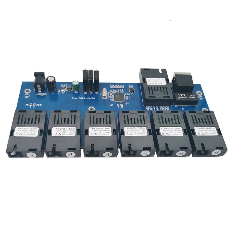 ODM  100Mbps 7-Optical 1-Electrical Switch Fiber Transceiver 100Mbps Fiber Switch PCBA Photoelectric