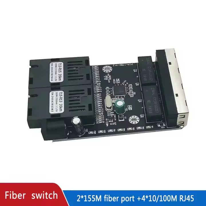 ODM 100Mbps 2-Optical 4-Electrical Switch Fiber Transceiver 100Mbps Optical Port Switch PCBA Fiber S